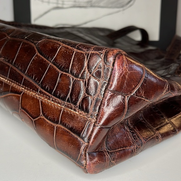 Furla Italian Leather Embossed Crocodile Large Tote Bag - Picture 6 of 16